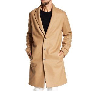 $850 VINCE Mid-Length Solid Overcoat WOOL CASHMERE TAILORED MX4984601 CAMEL XL